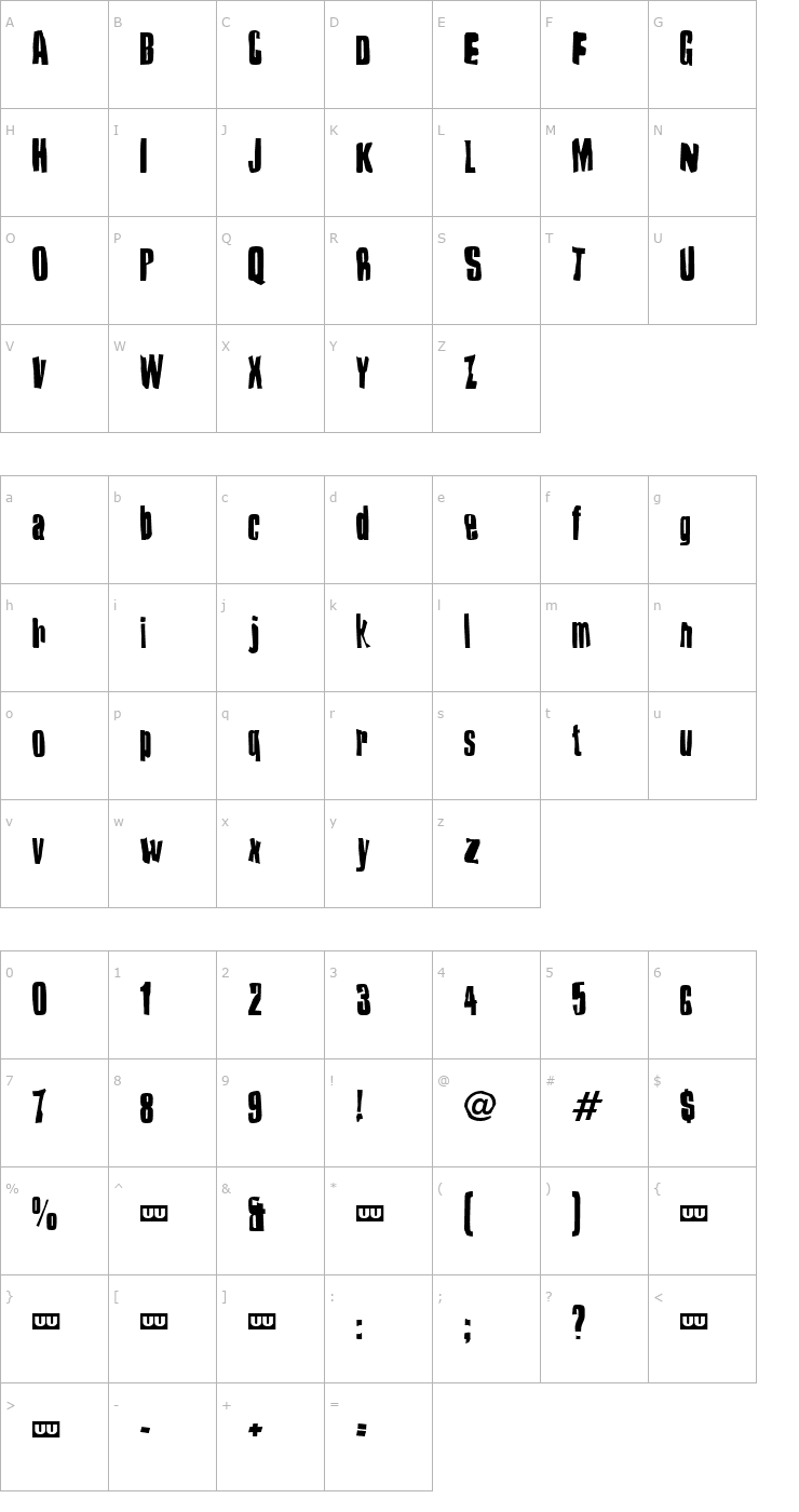Character Map Druillet Font