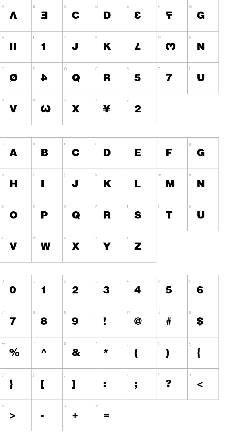 Character Map Drum Komputer Font