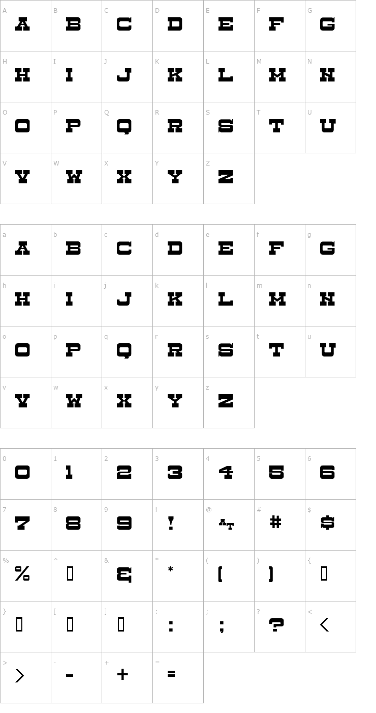 Character Map Dry Goods JL Font