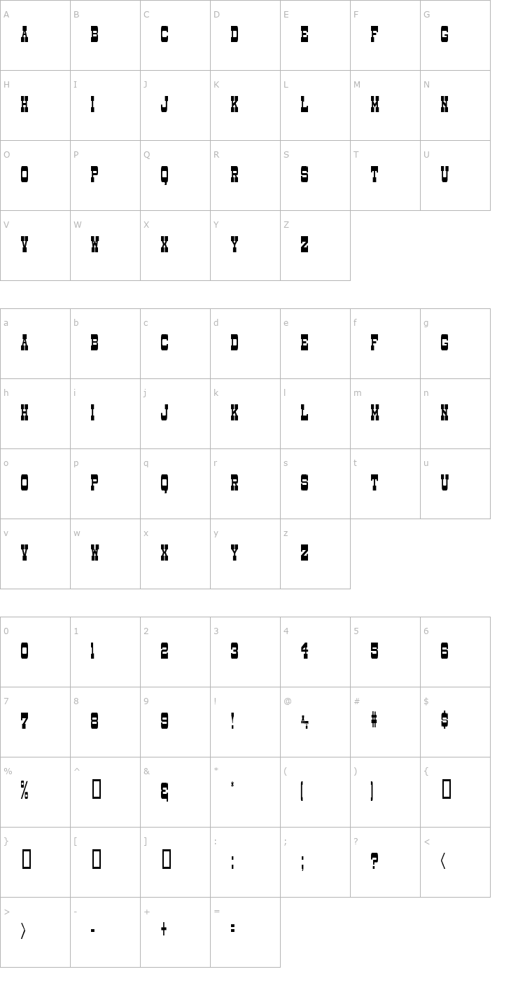 Character Map Dry Goods Narrow JL Font