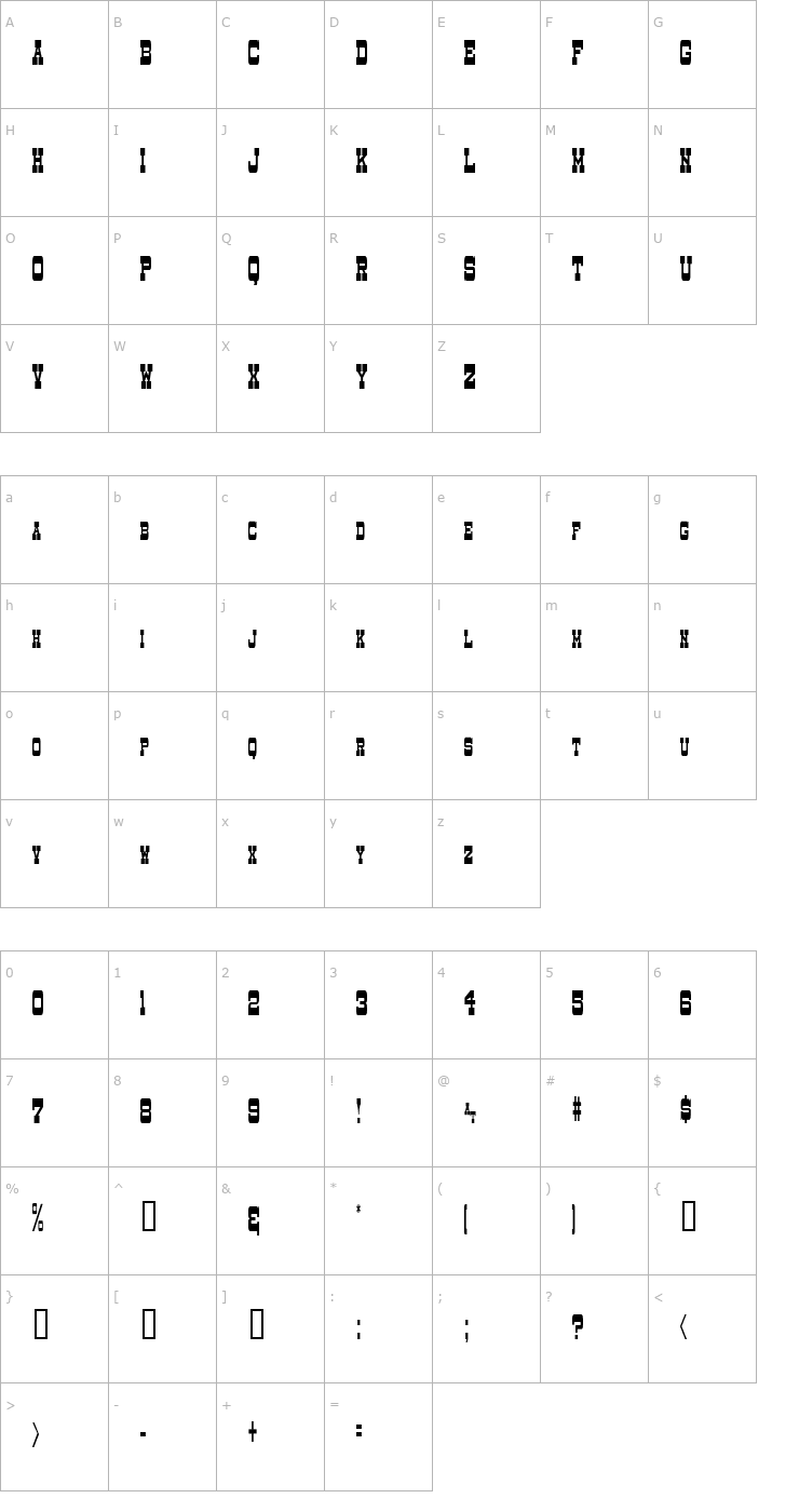 Character Map Dry Goods Narrow Sm. Caps JL Font