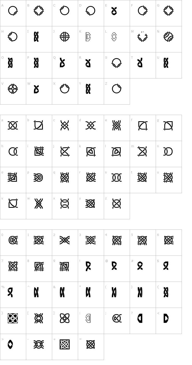 Character Map DS_Celtic Border 1 Font