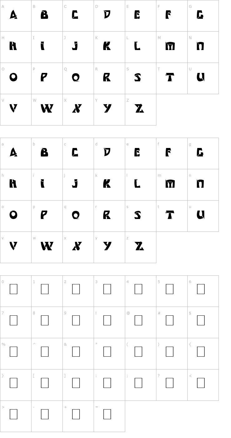 Character Map DS Comedy Cyr Bold Font