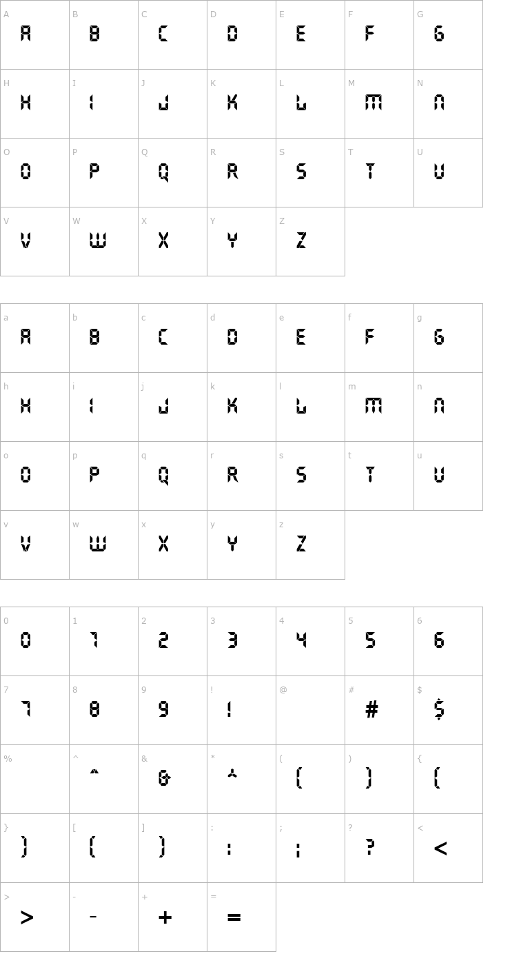 Character Map DS Crystal Font