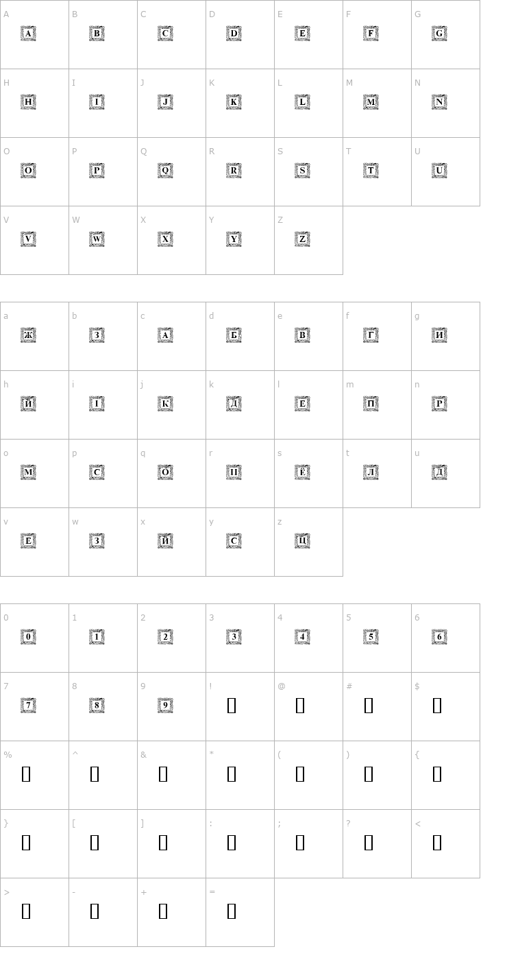 Character Map DS Initials Font