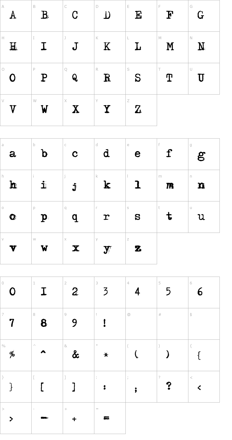 Character Map DS Moster Font