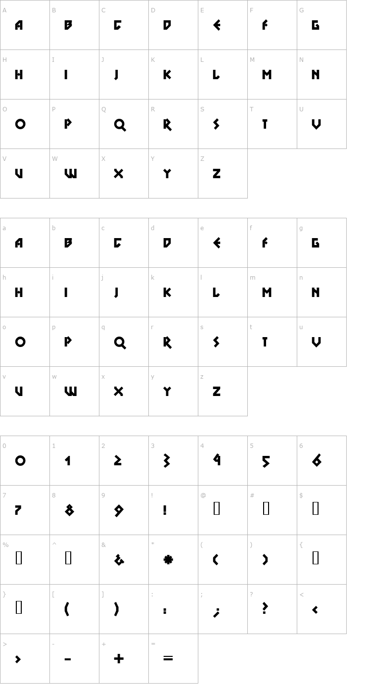 Character Map DS Nova Black Font