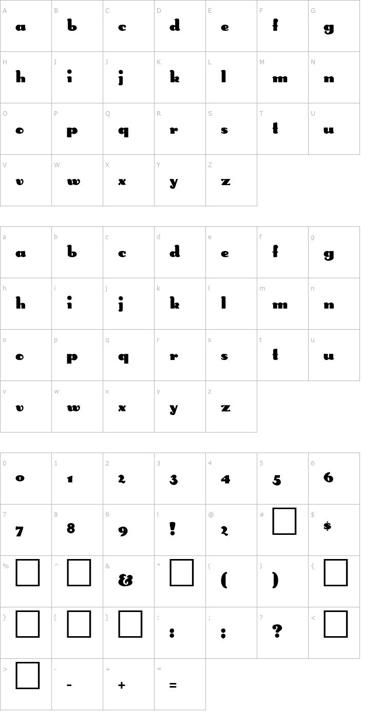 Character Map DS Rabbit Medium Font