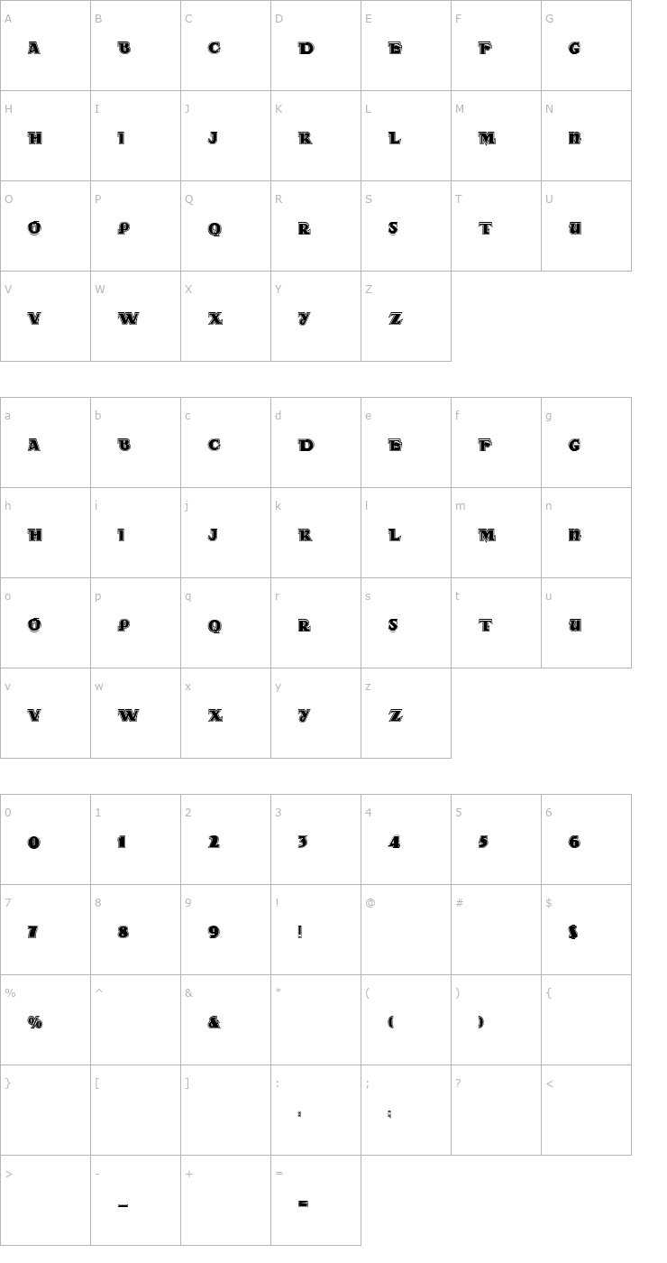 Character Map DS Rada_Double Font