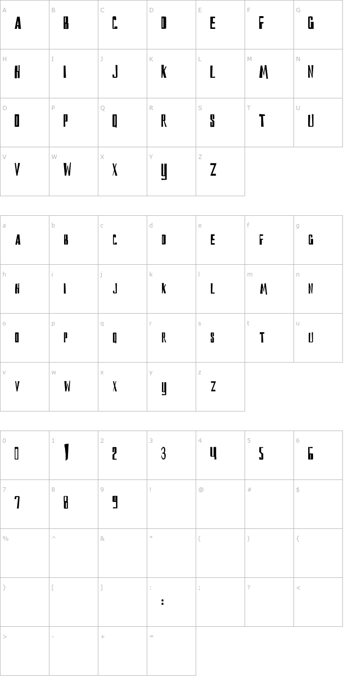 Character Map DS Reckoning Cyr Font
