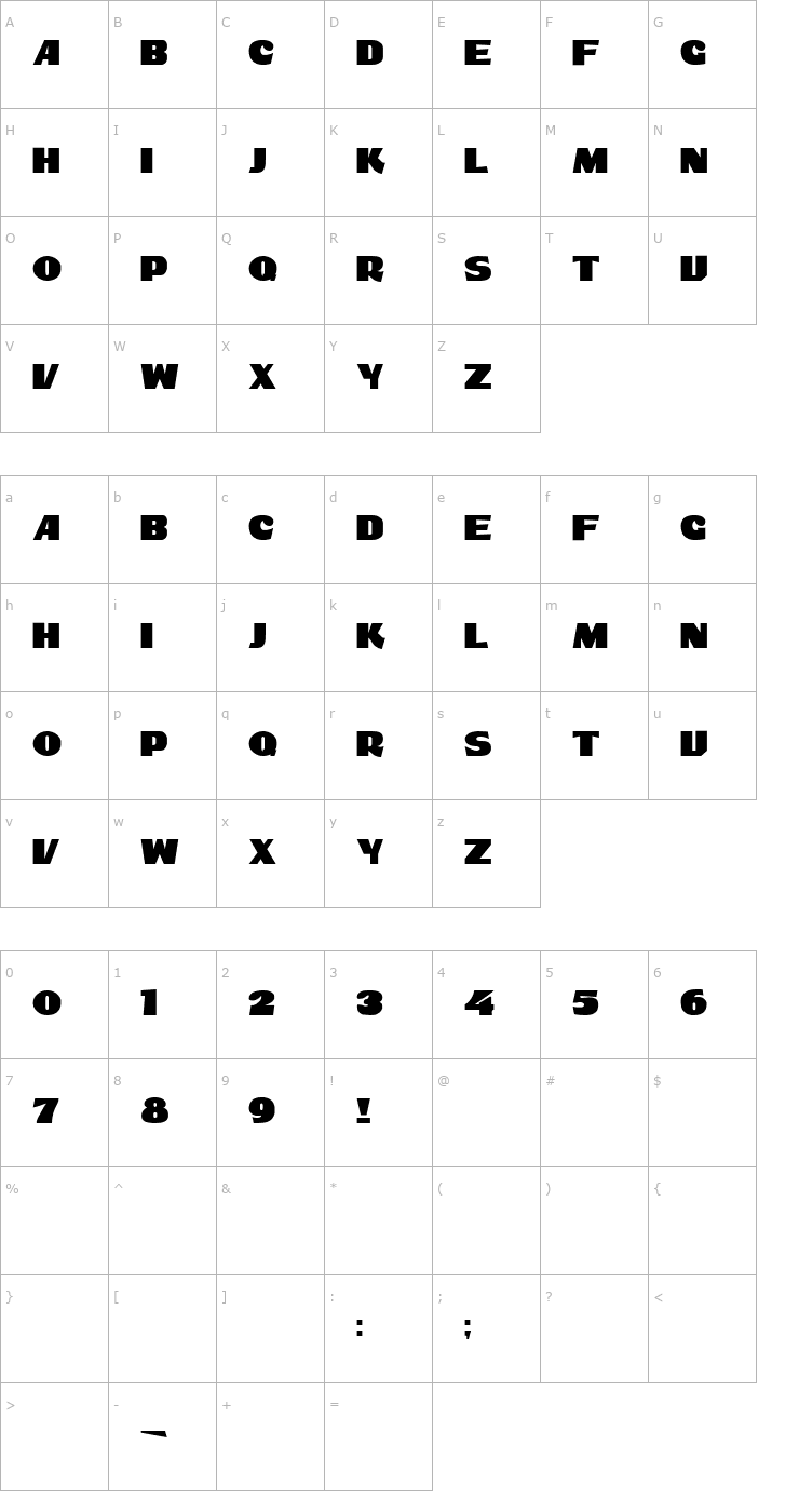 Character Map DS ShowBill Font