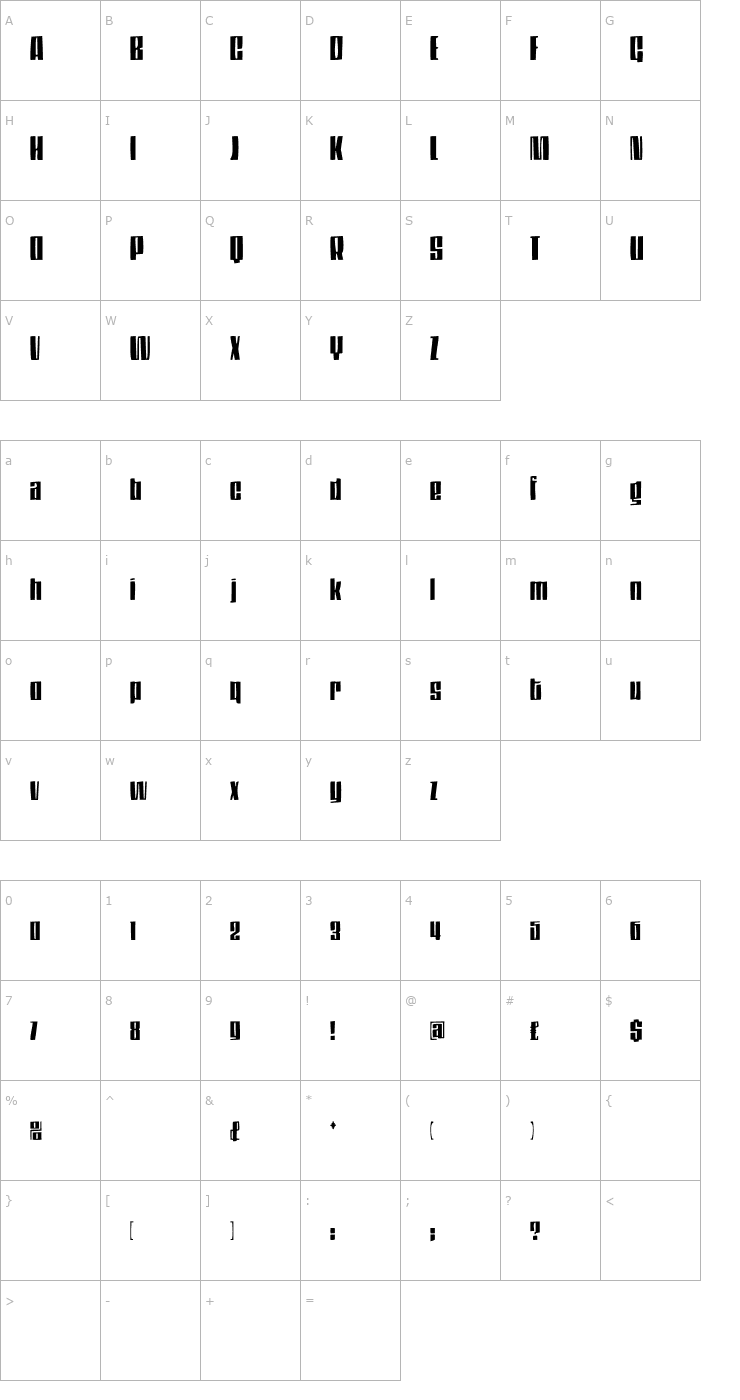 Character Map DS Thompson Font