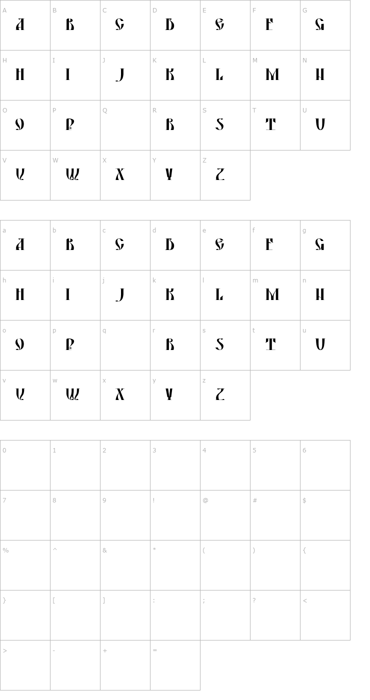 Character Map DS Yermak_D Font
