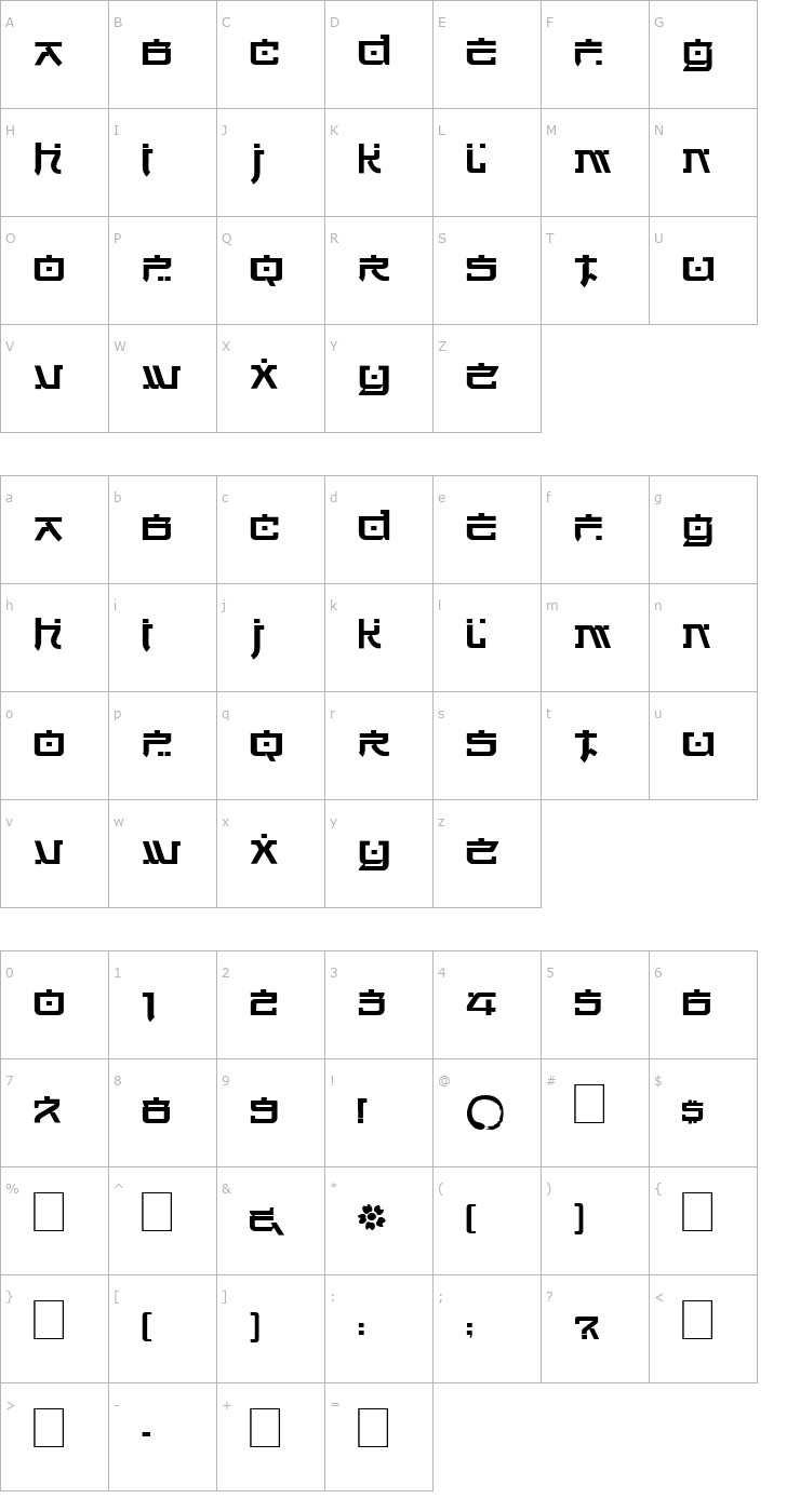 Character Map DSJapanCyr Normal Font