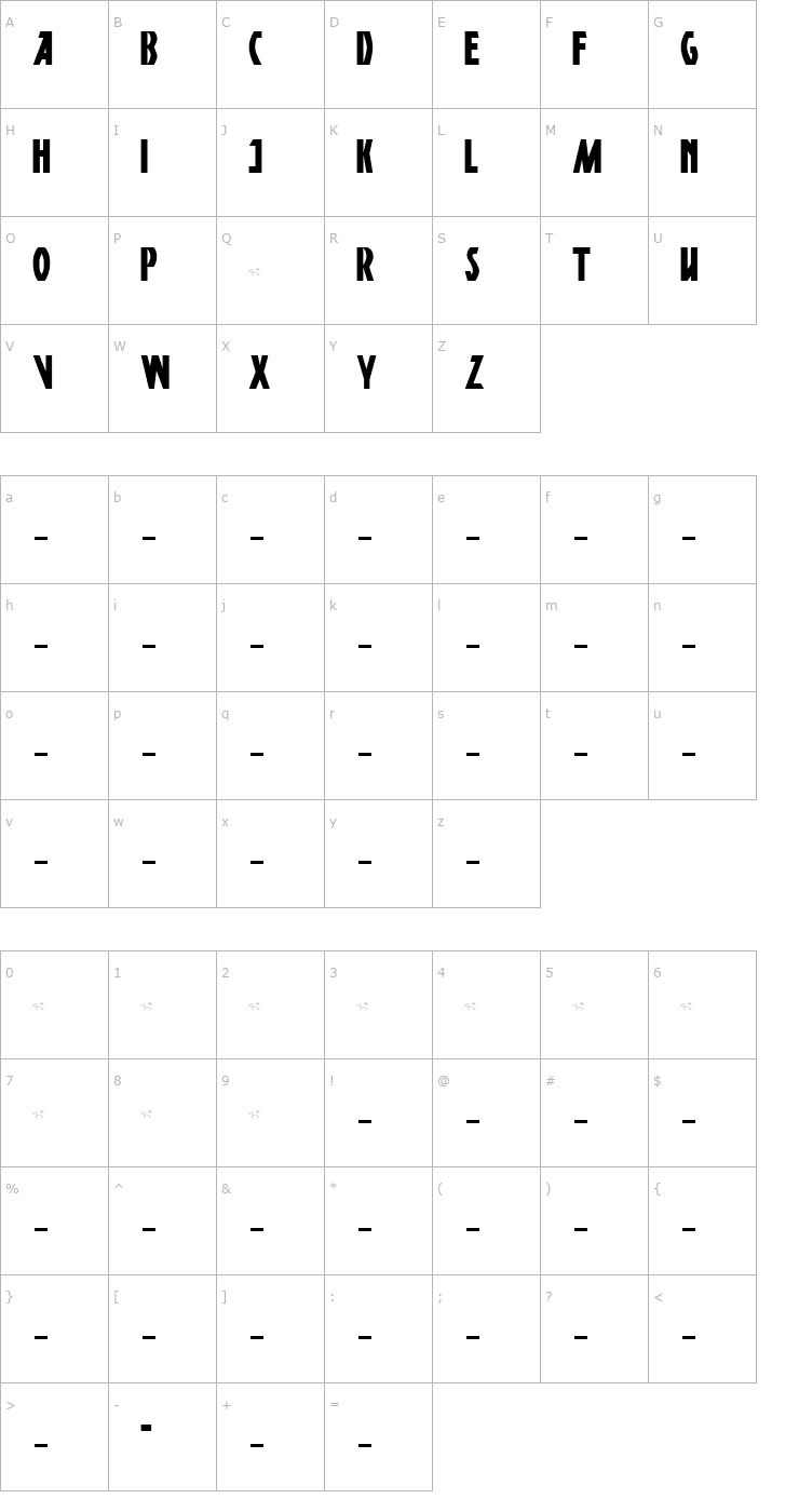 Character Map DSPosterPen Font