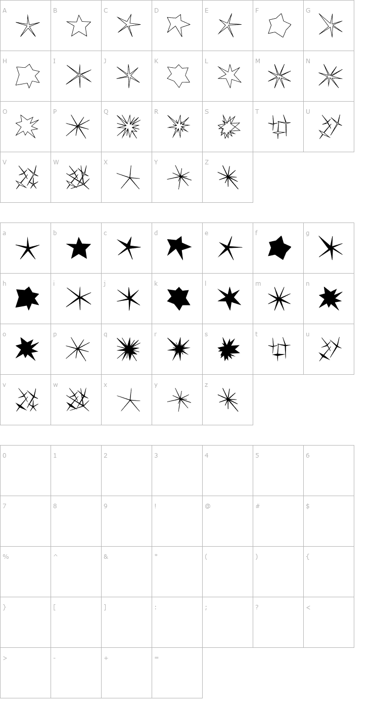 Character Map DT Twinkle Twinkle Font
