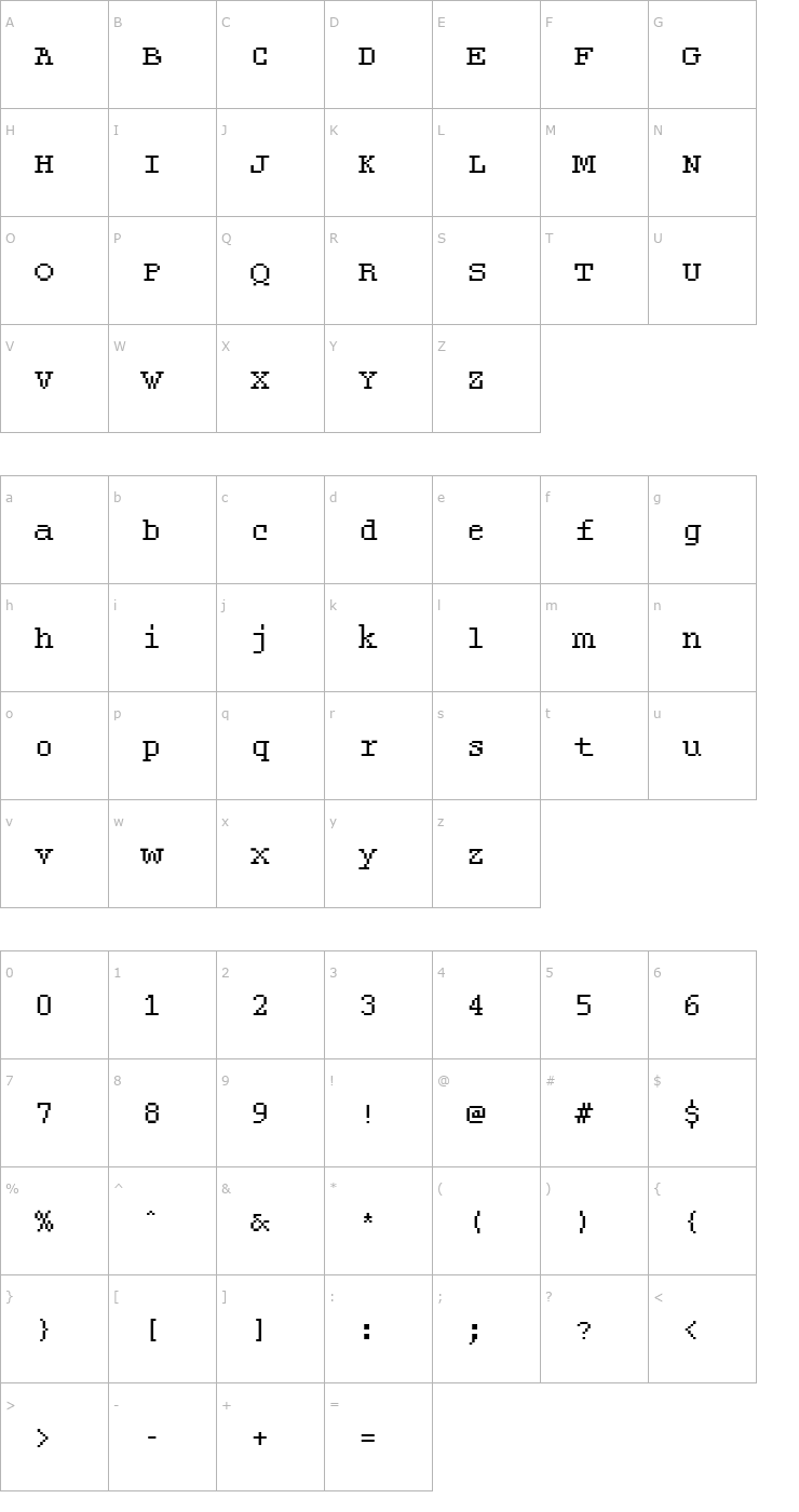 Character Map DTCRoughM21 Font