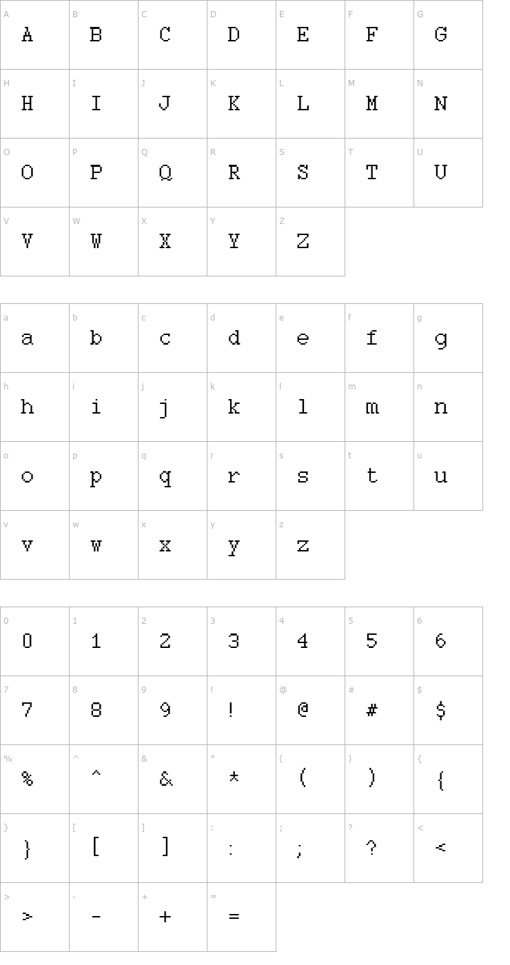 Character Map DTCRoughM22 Font