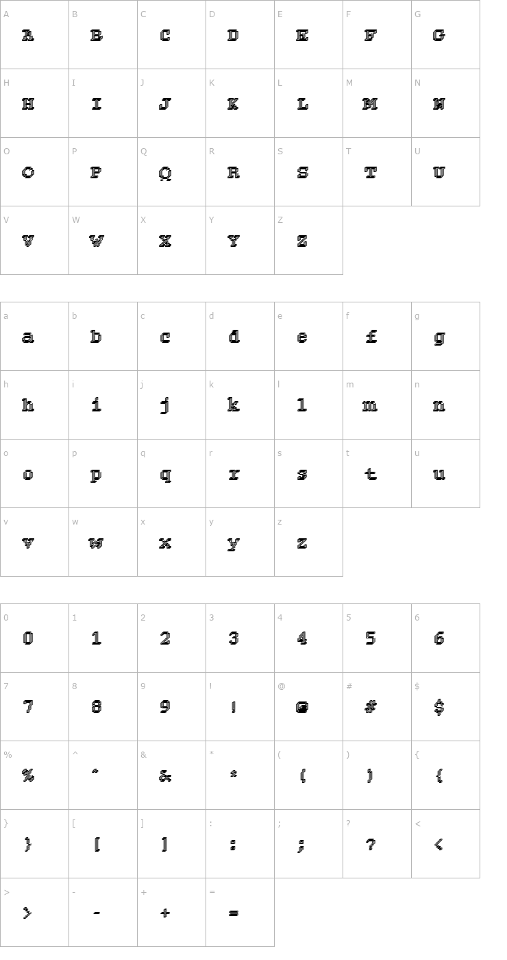 Character Map DTCRoughM24 Font