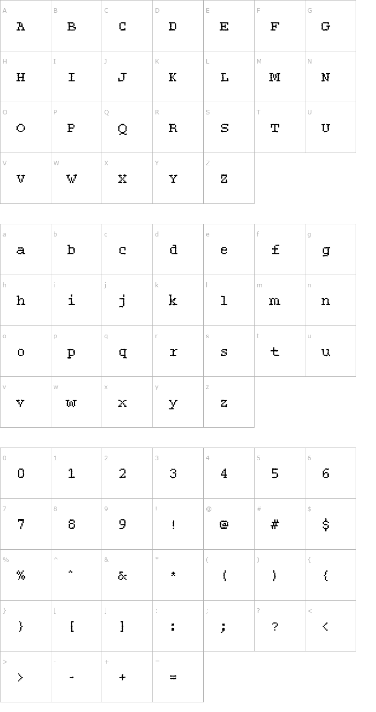 Character Map DTCRoughM27 Font