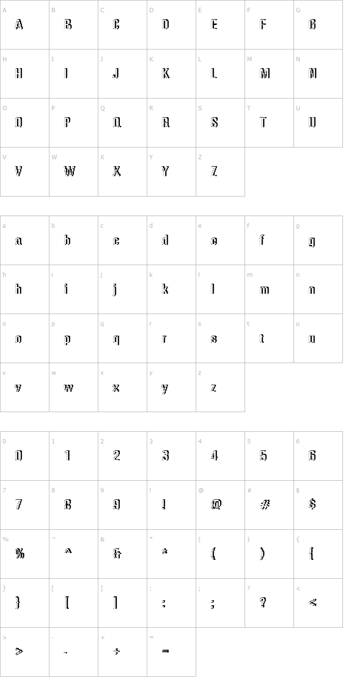 Character Map DTCRoughM56 Font