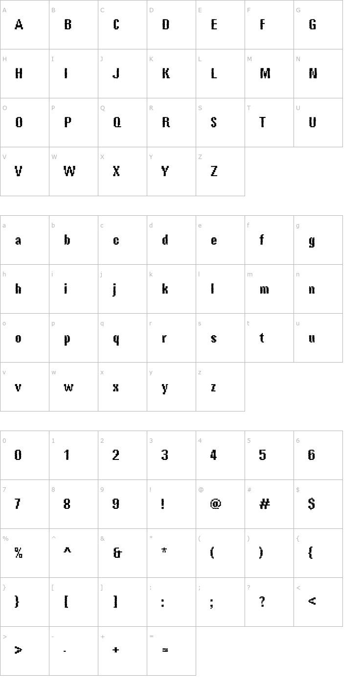 Character Map DTCRoughM67 Font