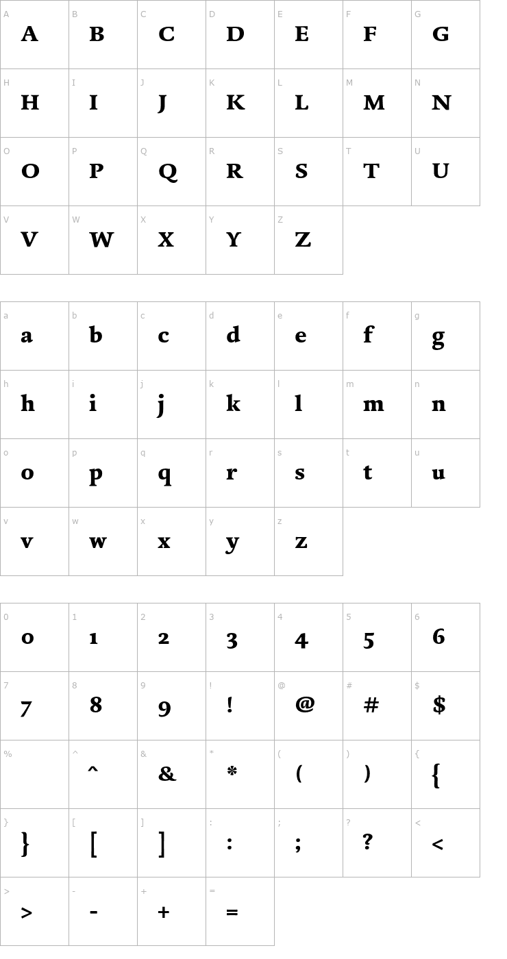 Character Map DTLDorianST-Black Font