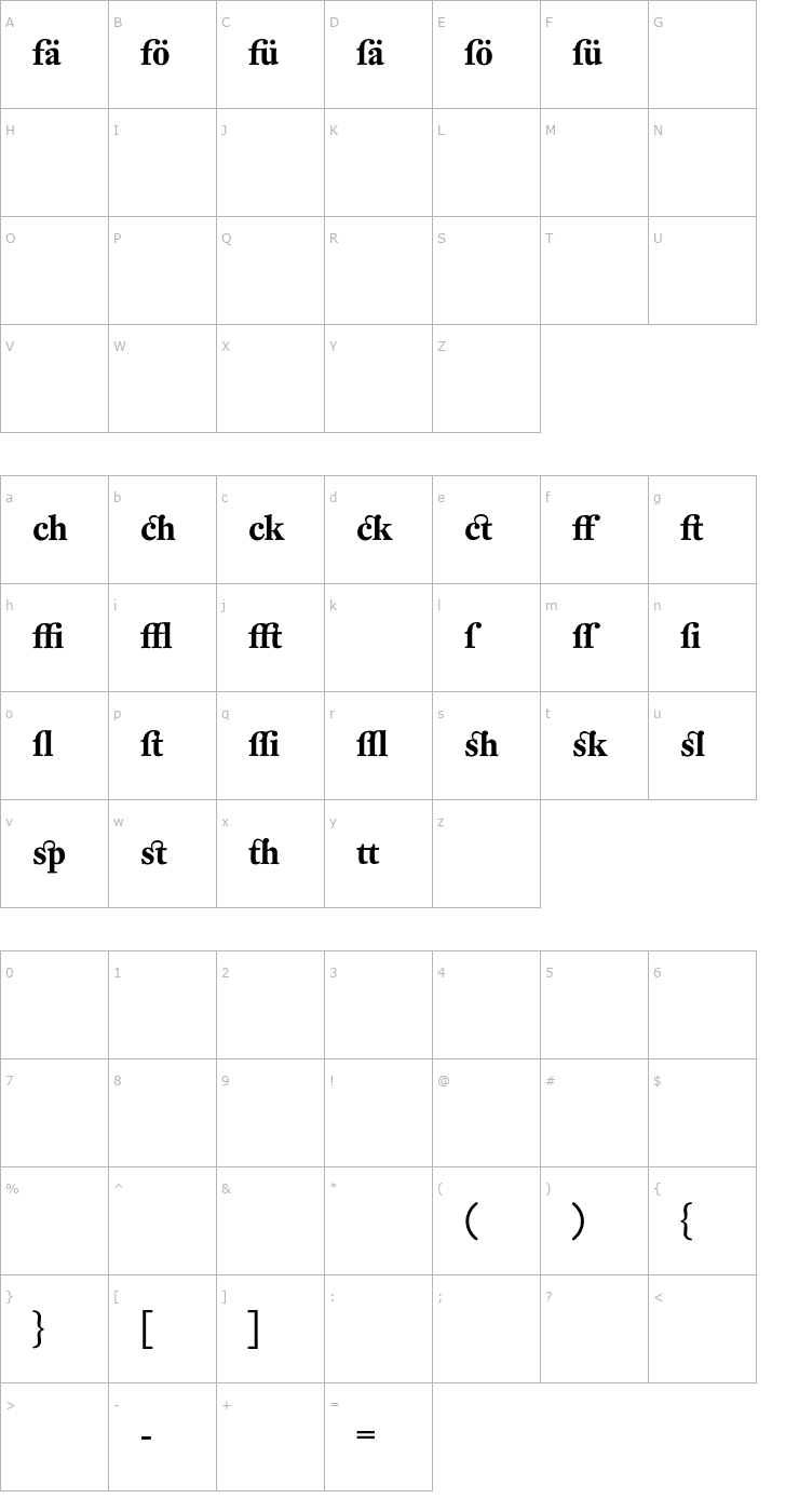 Character Map DTLFleischmannD-AltBold Font