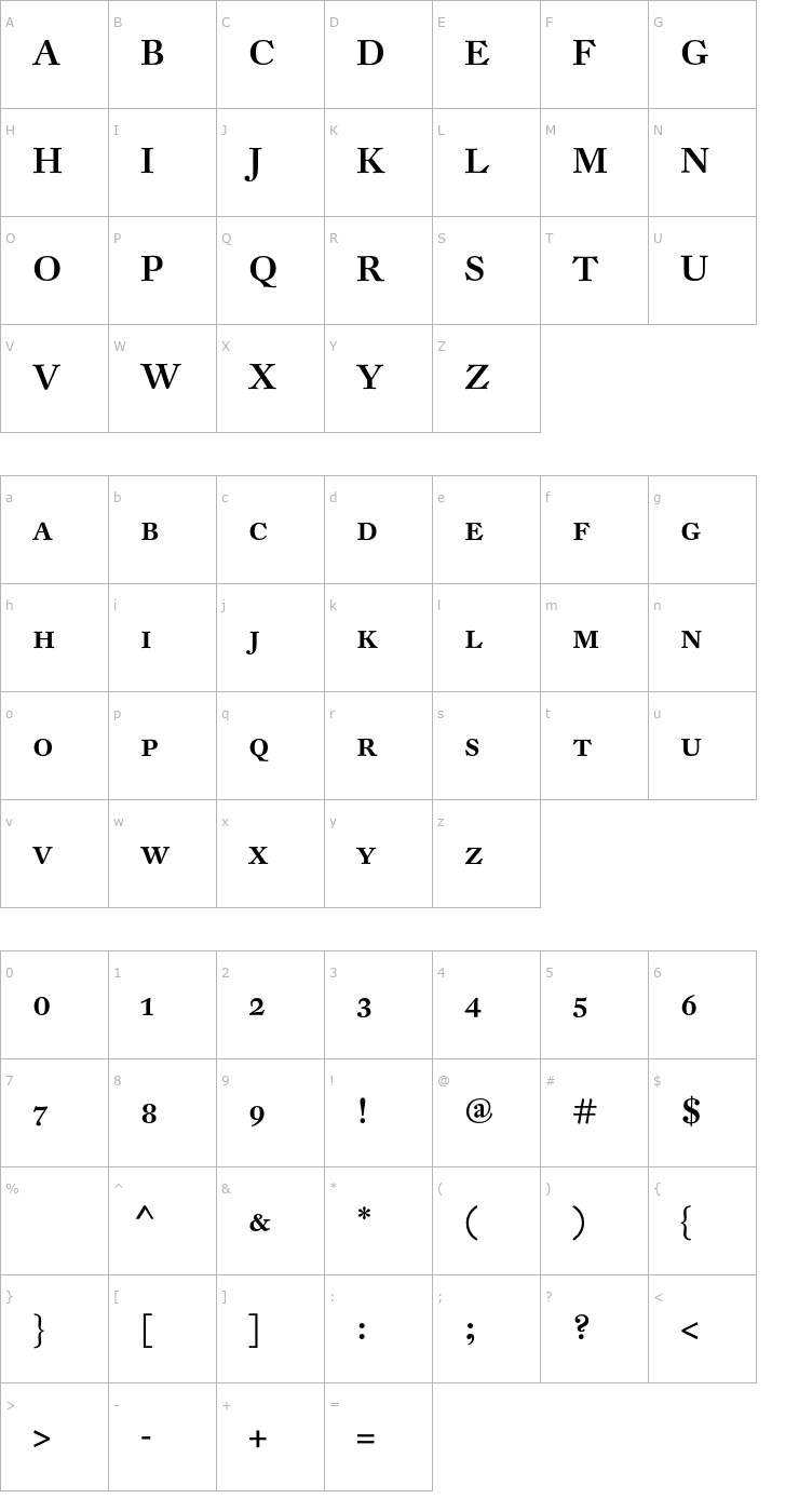 Character Map DTLFleischmannD-CapsMedium Font
