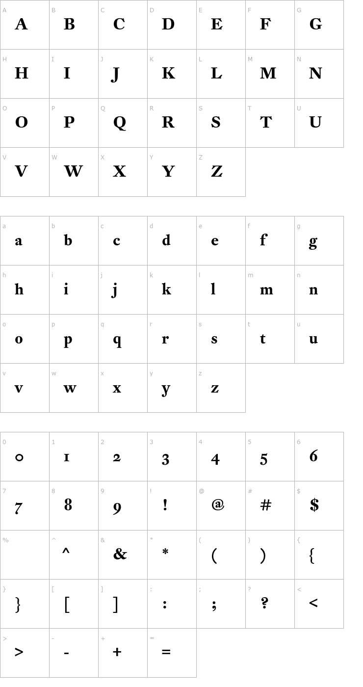 Character Map DTLFleischmannSD-Bold Font