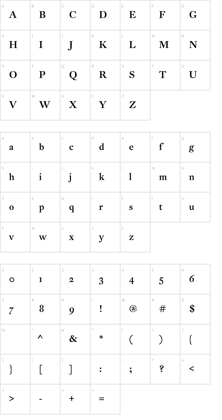 Character Map DTLFleischmannSD-Medium Font