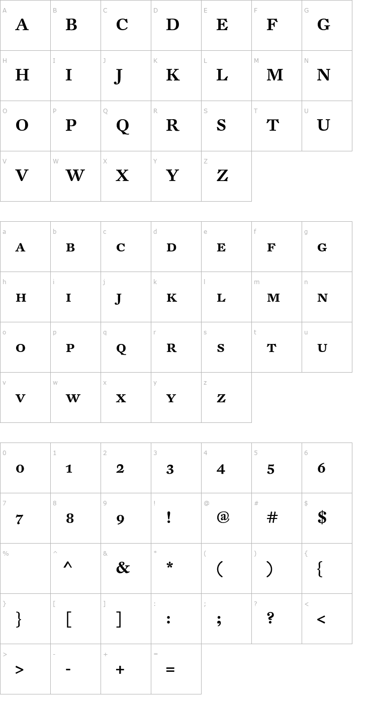 Character Map DTLFleischmannT-CapsMedium Font