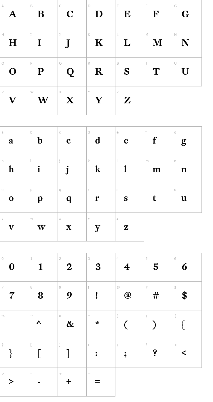 Character Map DTLFleischmannT-Medium Font