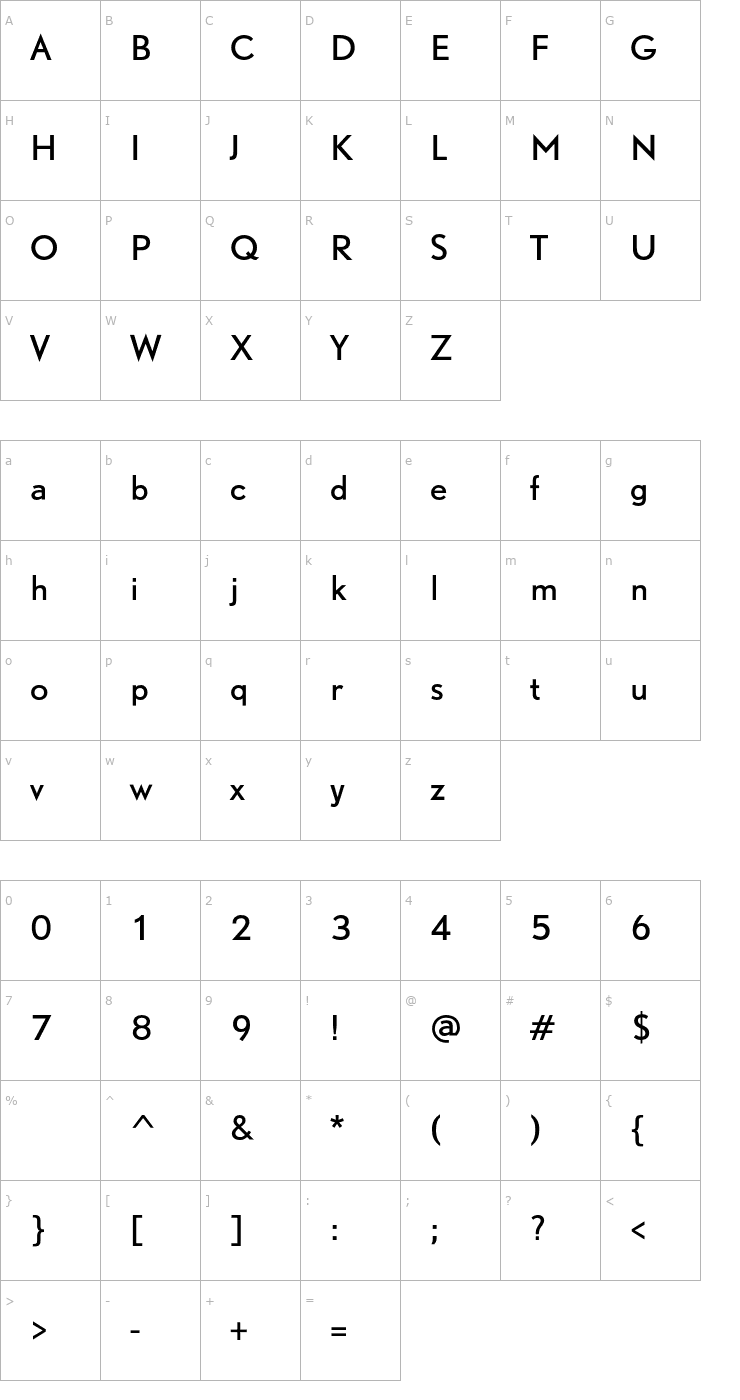 Character Map DTLNobelT Font