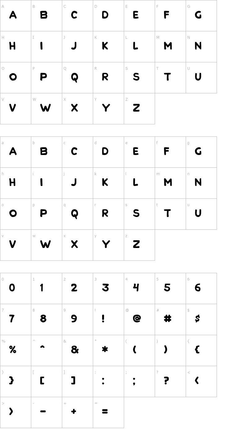 Character Map Duarte Juramento Font