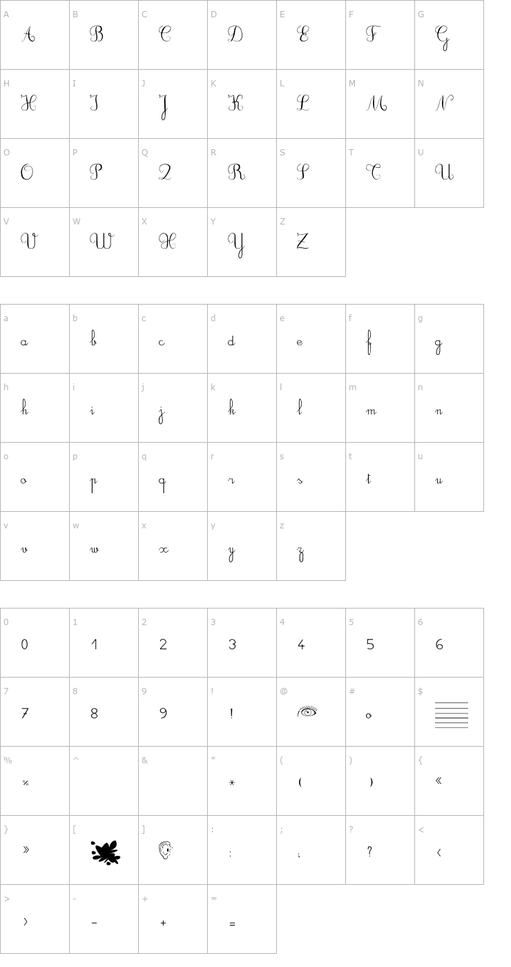 Character Map DuCahier Font