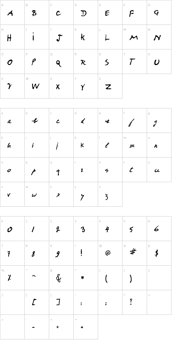 Character Map Duchamp-Bold Font