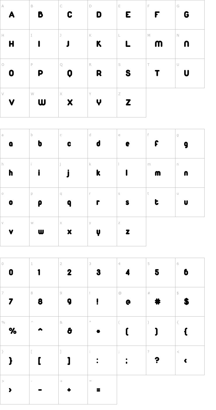 Character Map Duepuntozero Black Font