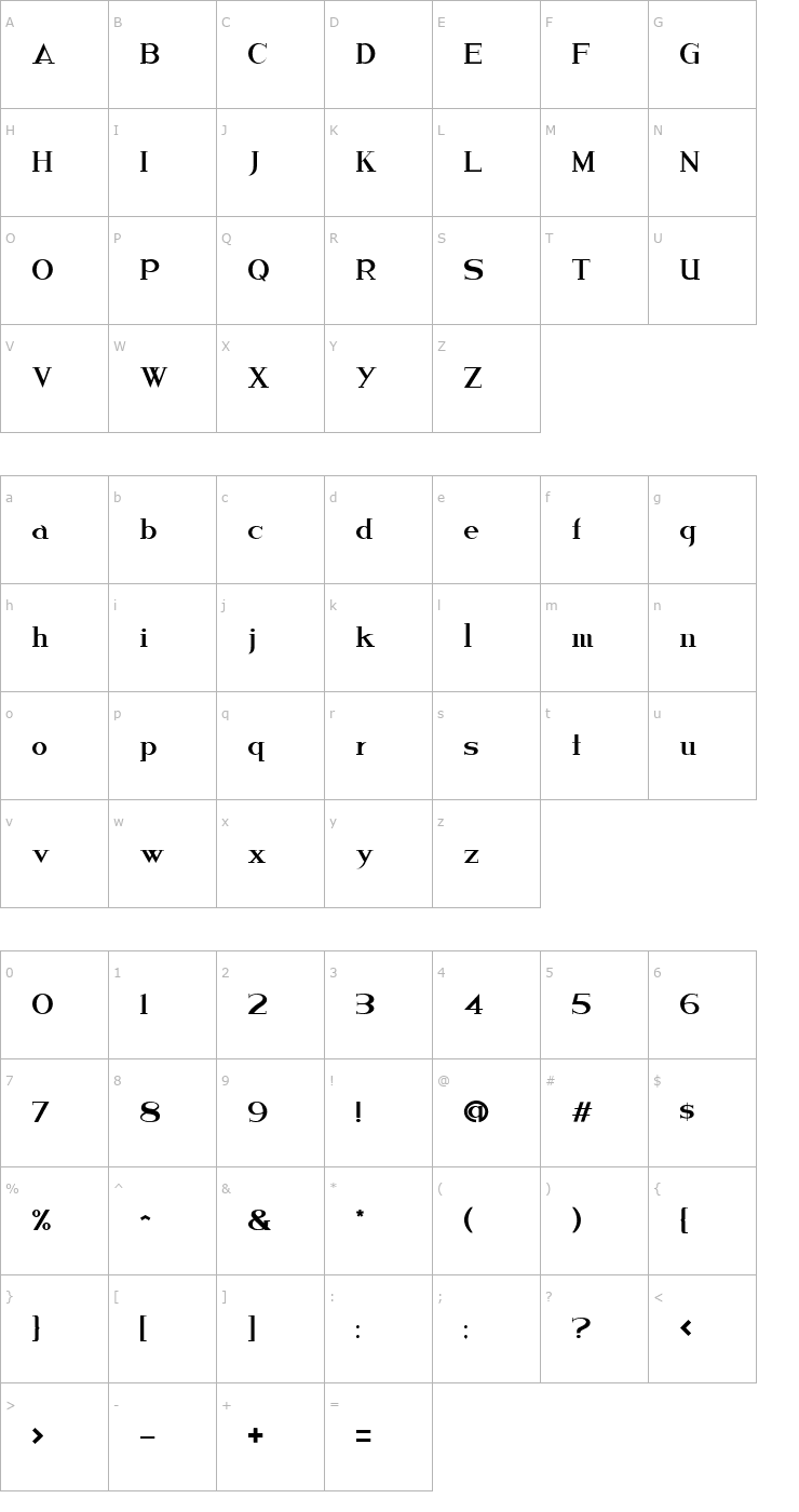 Character Map Duesenberg Font