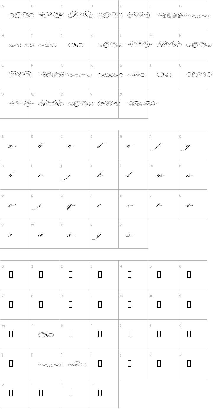 Character Map Duet Flourishes Font