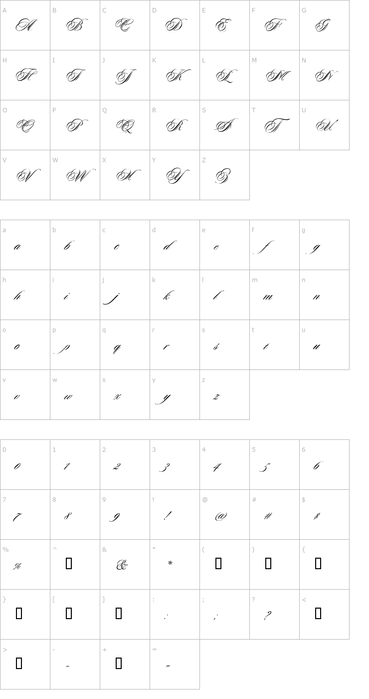 Character Map Duet Font