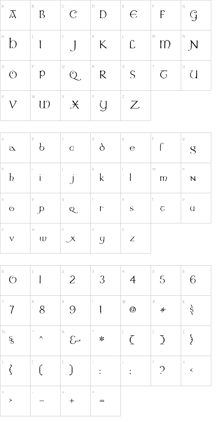 Character Map Dumaigne Font