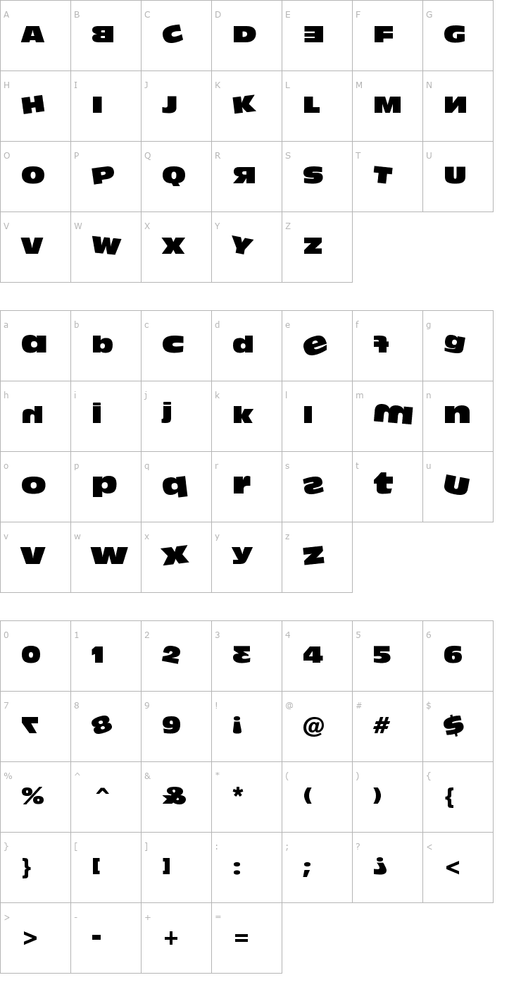 Character Map Dumbass Font