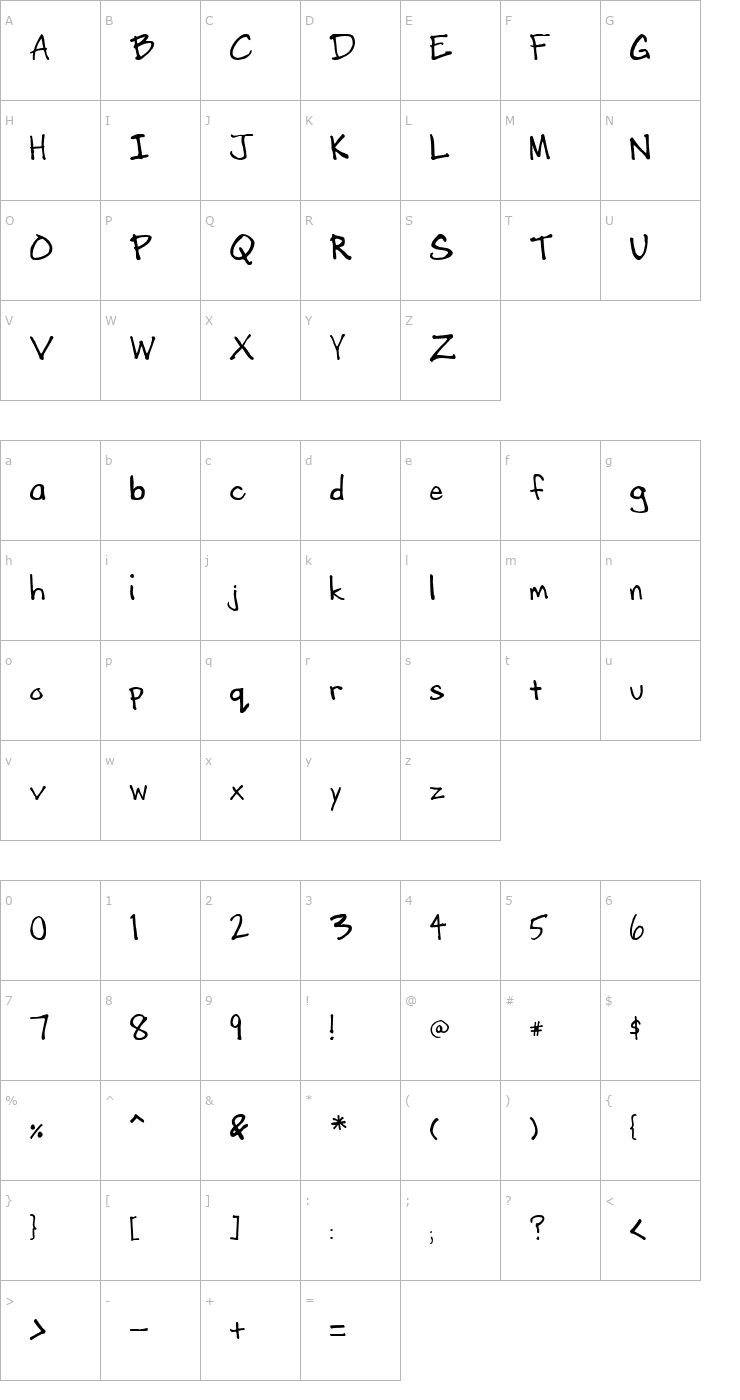 Character Map Dummyboy Font