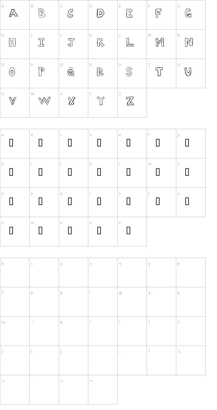 Character Map Dumpster Diver Font