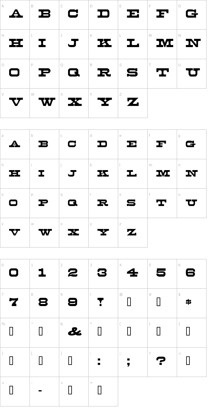 Character Map Duncan Font