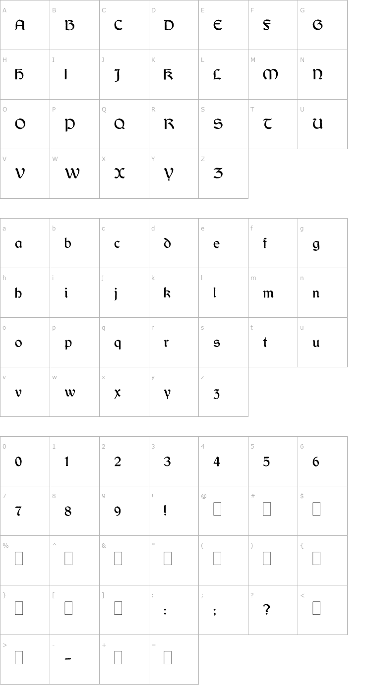 Character Map Dundalk Font