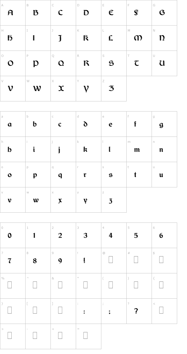 Character Map Dundalk_HandDrawn Font