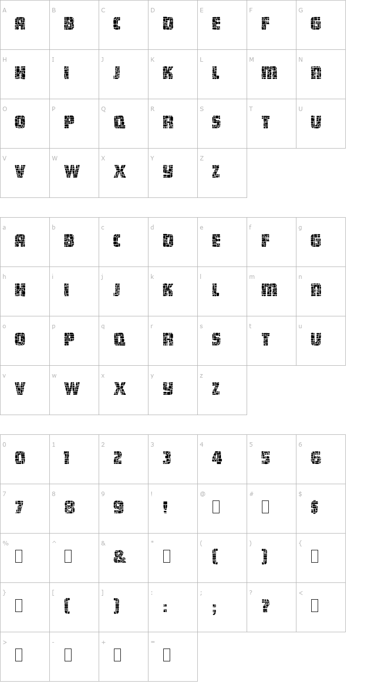 Character Map Dungeon Blocks Filled Font
