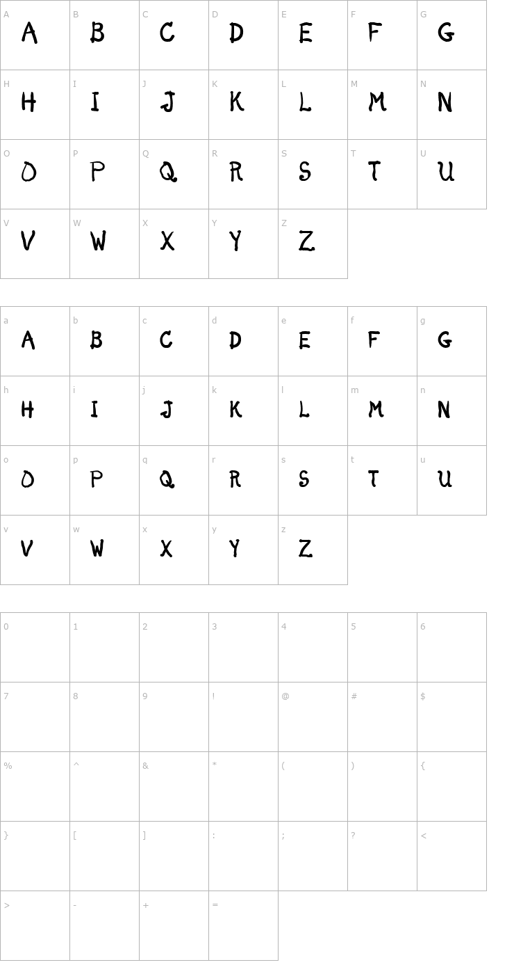 Character Map Dunno Font